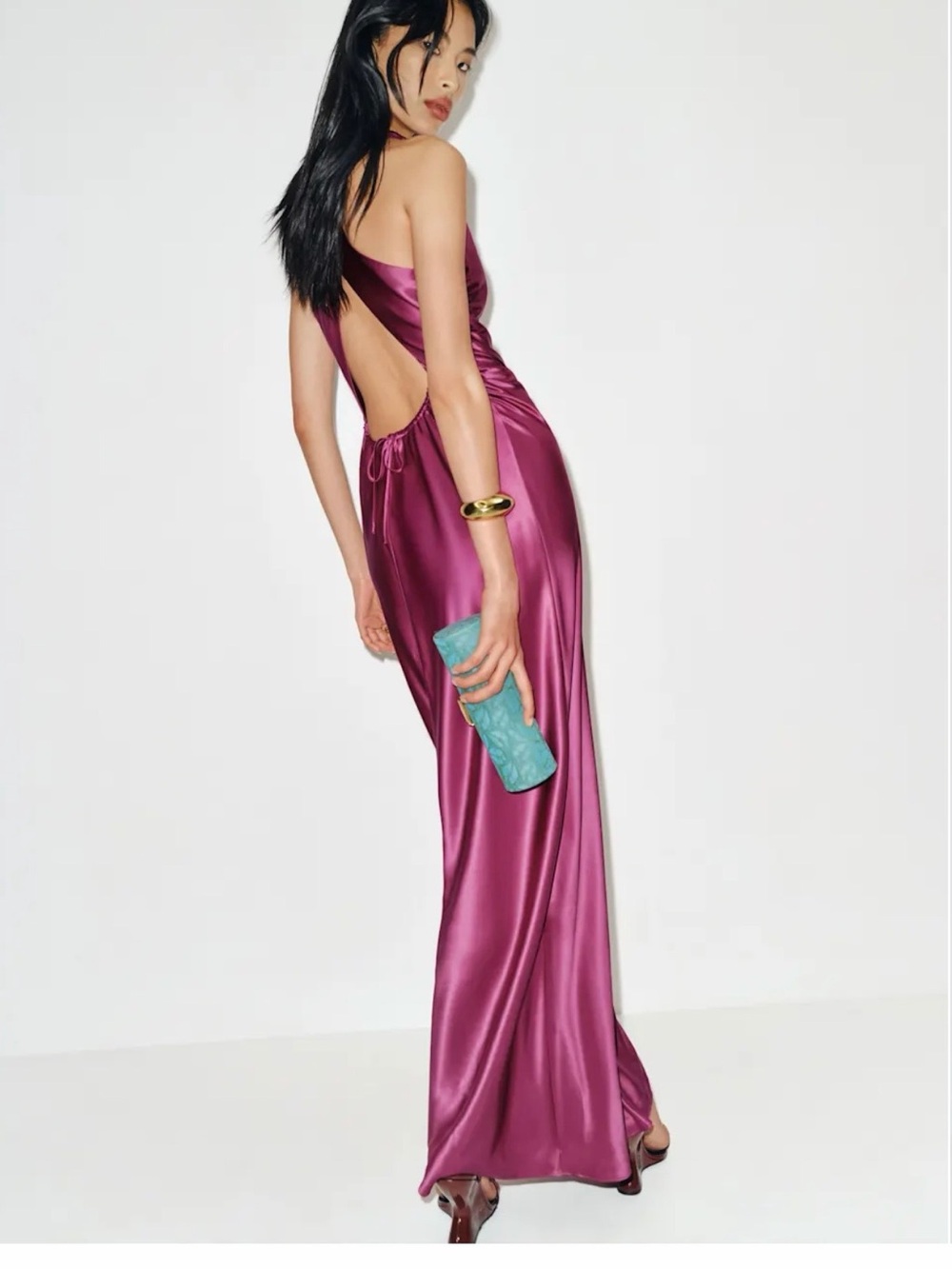 Reformation Satin Maxi Dress in Magenta - Picture 2 of 6
